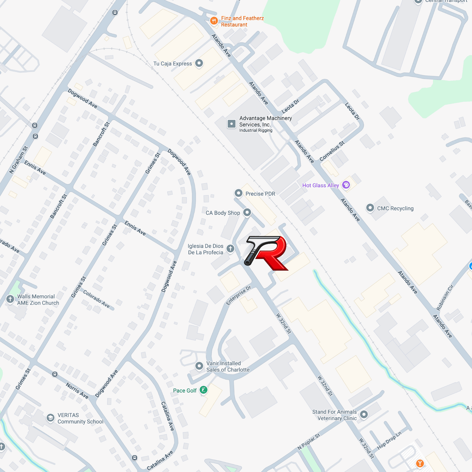 Map showing 550 W 32nd St, Charlotte